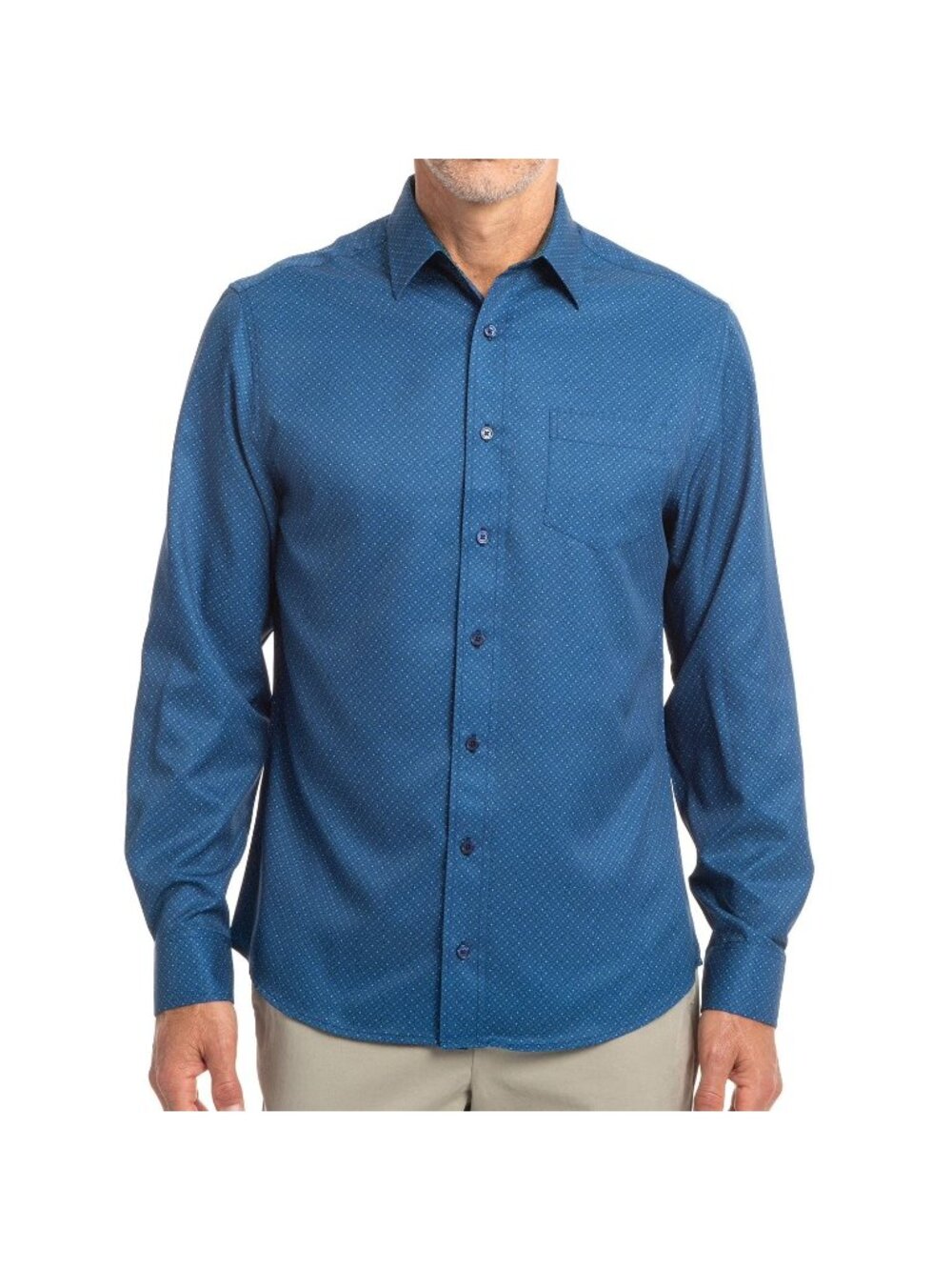 Nick Graham Men's Performance Long Sleeve Woven Sport Shirt Size Large Blue